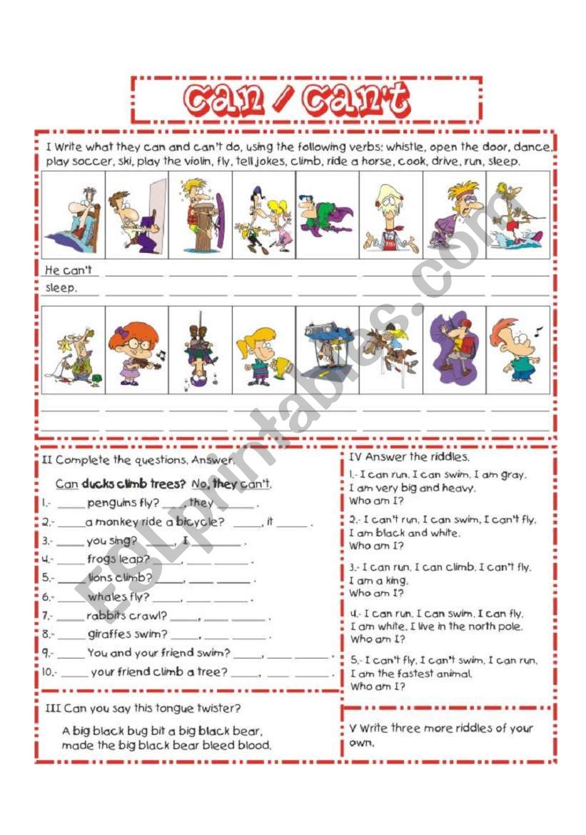 can/can`t 2/2 worksheet